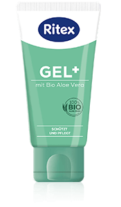 Ritex GEL<sup>+</sup> - mit Bio Aloe Vera - schützt und pflegt Ritex Gel+ Gleitgel